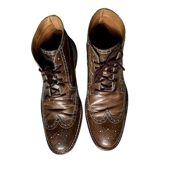 Cole Haan Mens 13 M Brown Chukka Wingtip Leather Ankle Boot Distressed Brogue main image 5